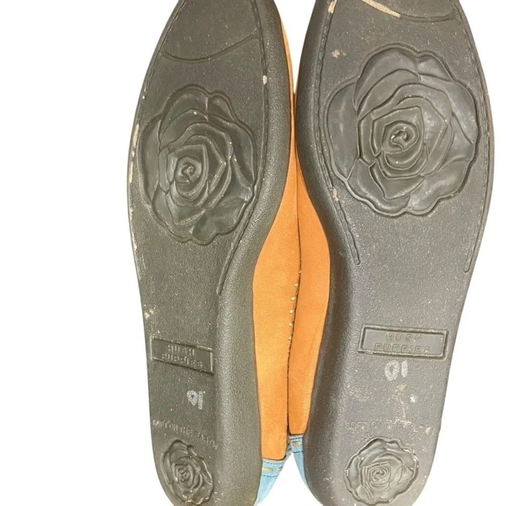 Hush Puppies Women’s Bailey Sip On Leather Loafers Size 7.5N Brown Blue Comfy
